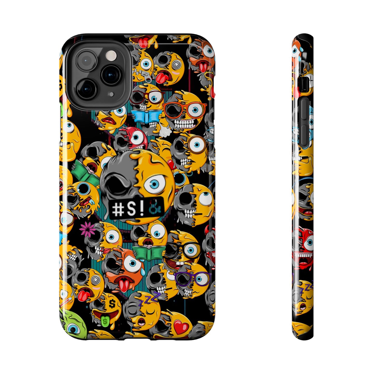 Tough Phone Case — Chaotic Emoji Skull Pattern (Grunge Viral Graphic)