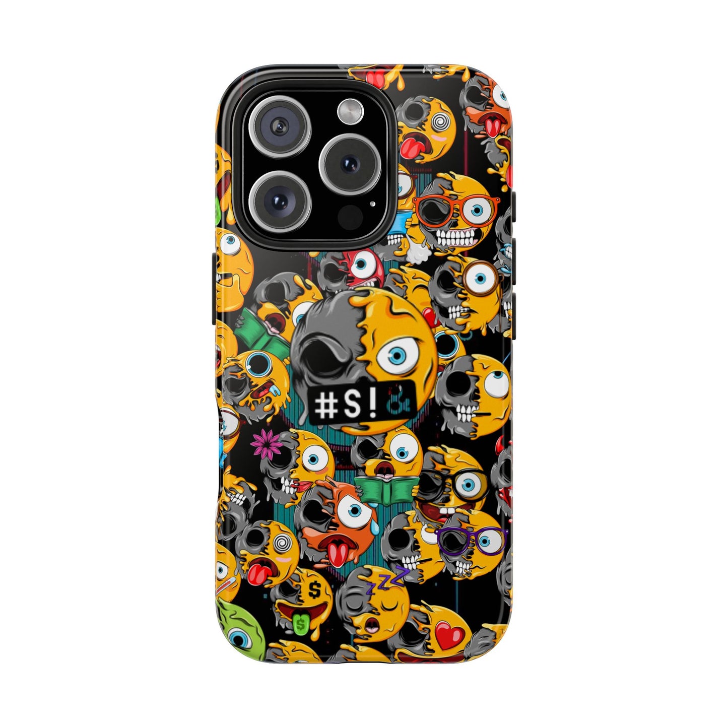 Tough Phone Case — Chaotic Emoji Skull Pattern (Grunge Viral Graphic)
