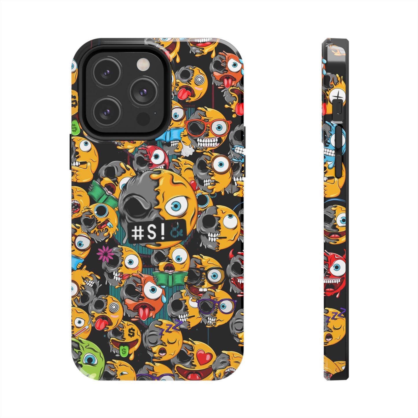 Tough Phone Case — Chaotic Emoji Skull Pattern (Grunge Viral Graphic)