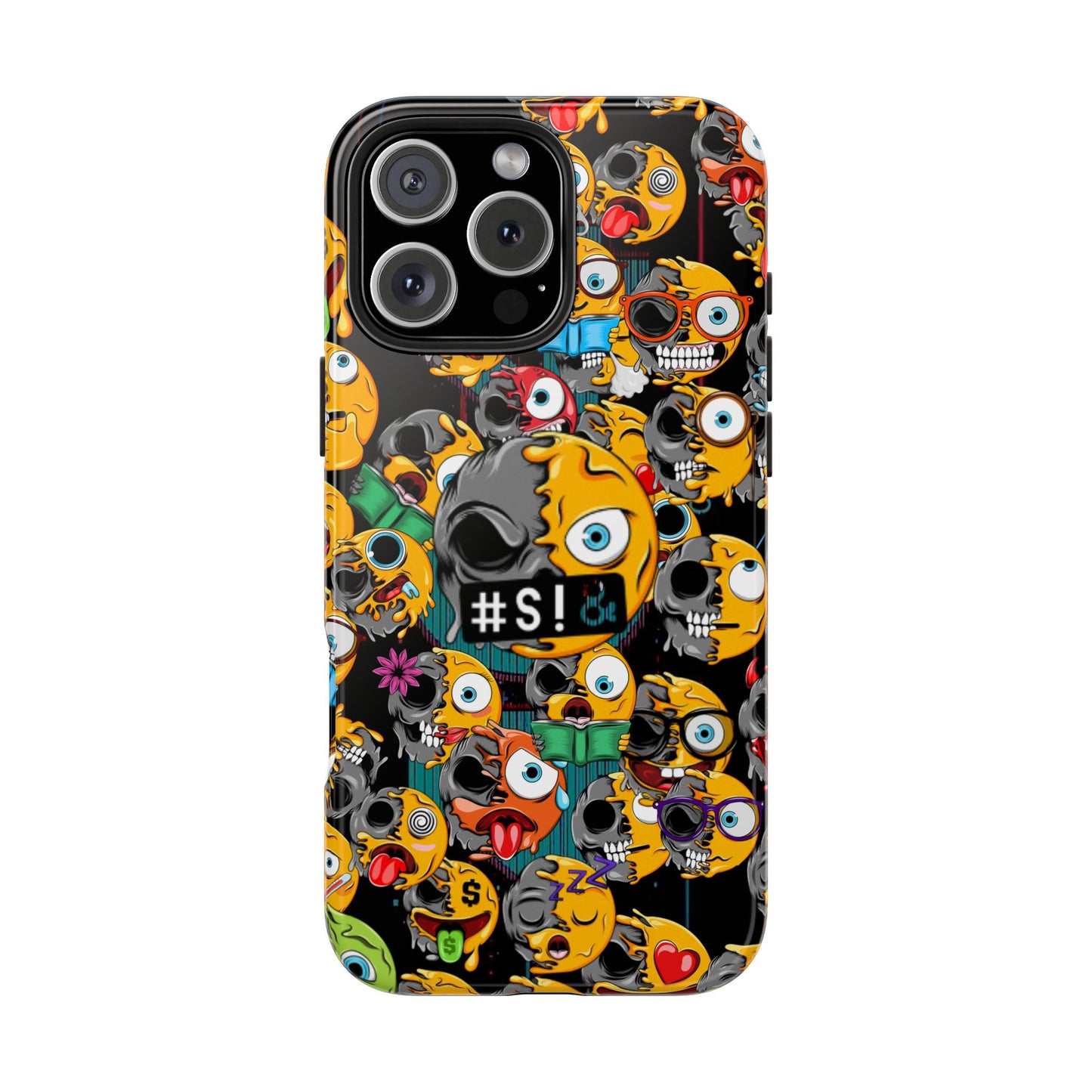Tough Phone Case — Chaotic Emoji Skull Pattern (Grunge Viral Graphic)
