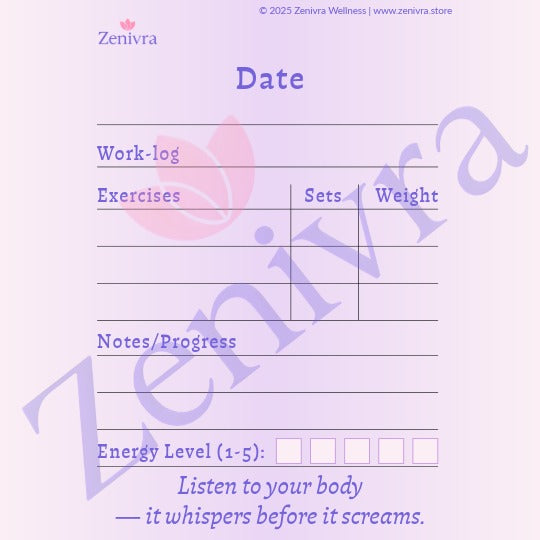 Zenivra Workout Planner – 7-Day Digital Fitness Log