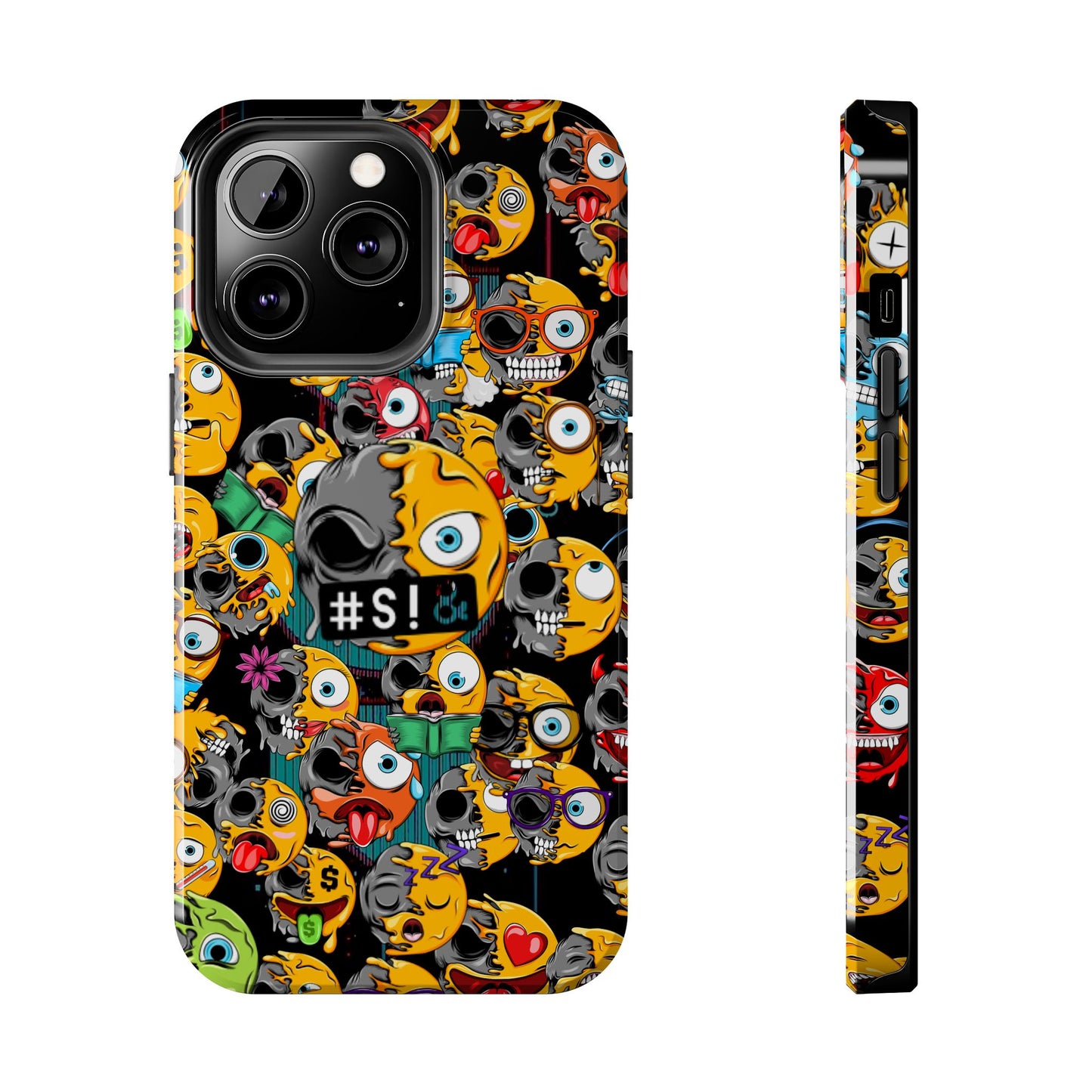 Tough Phone Case — Chaotic Emoji Skull Pattern (Grunge Viral Graphic)