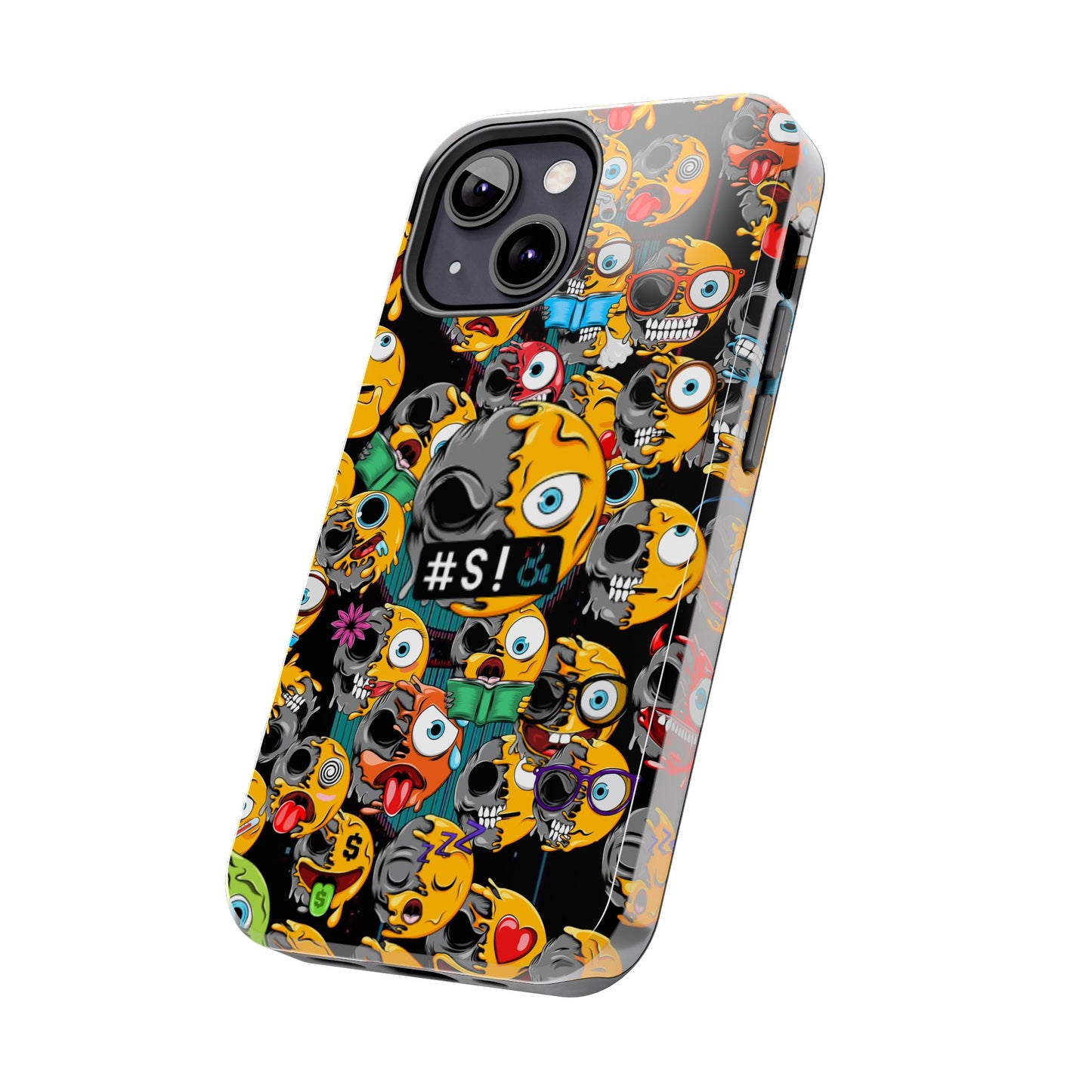 Tough Phone Case — Chaotic Emoji Skull Pattern (Grunge Viral Graphic)