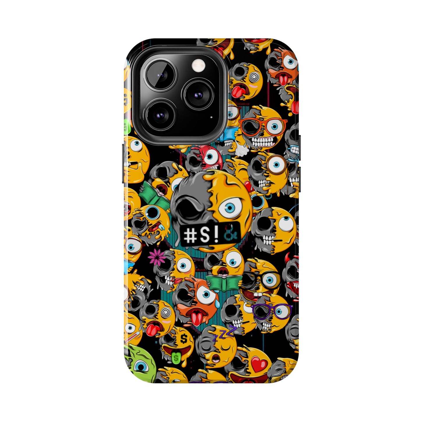 Tough Phone Case — Chaotic Emoji Skull Pattern (Grunge Viral Graphic)