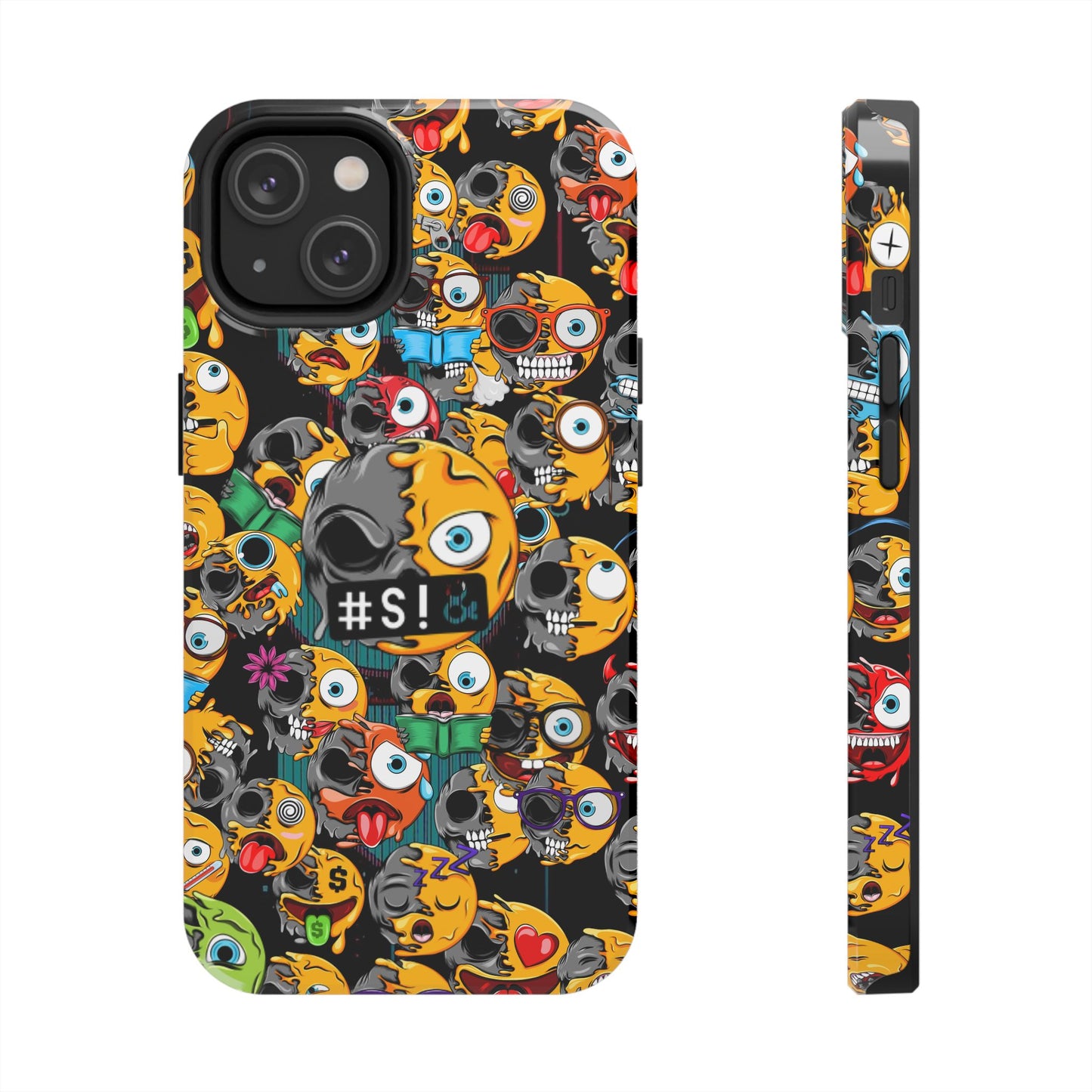 Tough Phone Case — Chaotic Emoji Skull Pattern (Grunge Viral Graphic)