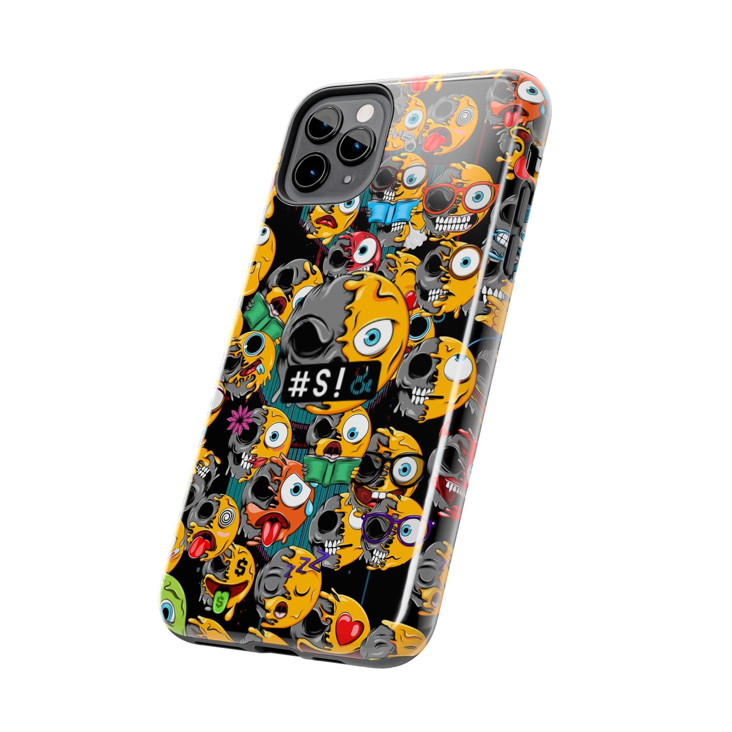 Tough Phone Case — Chaotic Emoji Skull Pattern (Grunge Viral Graphic)