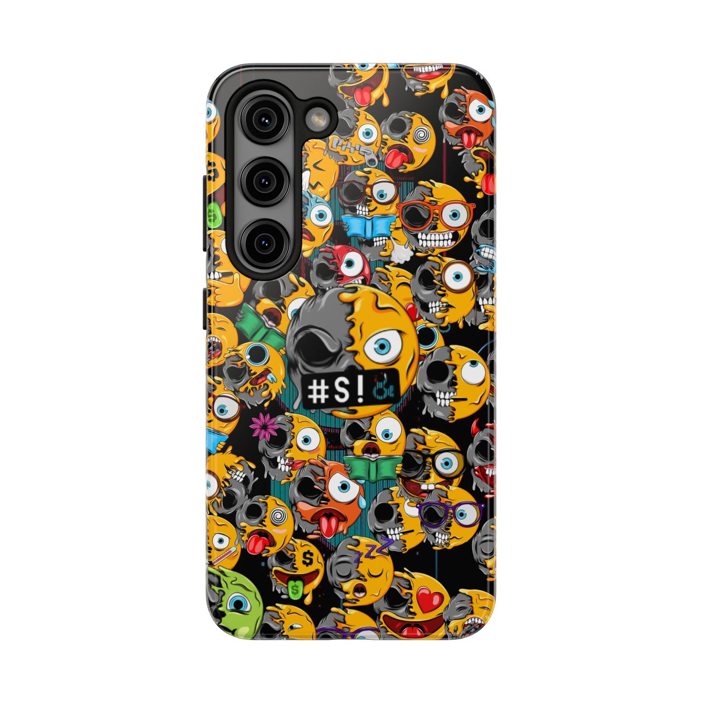 Tough Phone Case — Chaotic Emoji Skull Pattern (Grunge Viral Graphic)