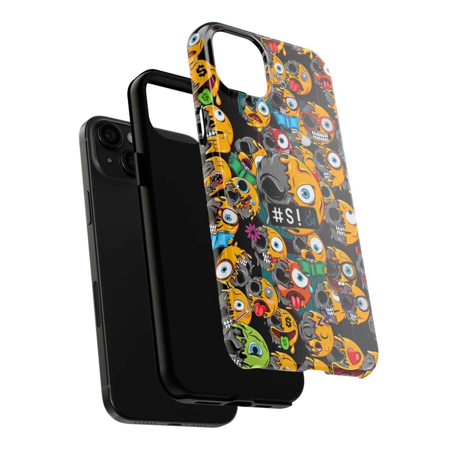 Tough Phone Case — Chaotic Emoji Skull Pattern (Grunge Viral Graphic)