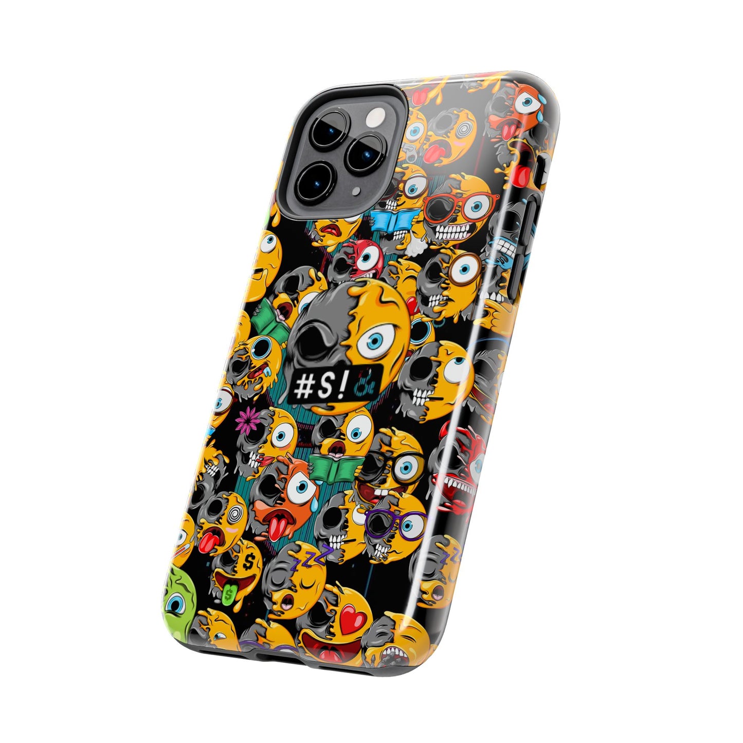Tough Phone Case — Chaotic Emoji Skull Pattern (Grunge Viral Graphic)