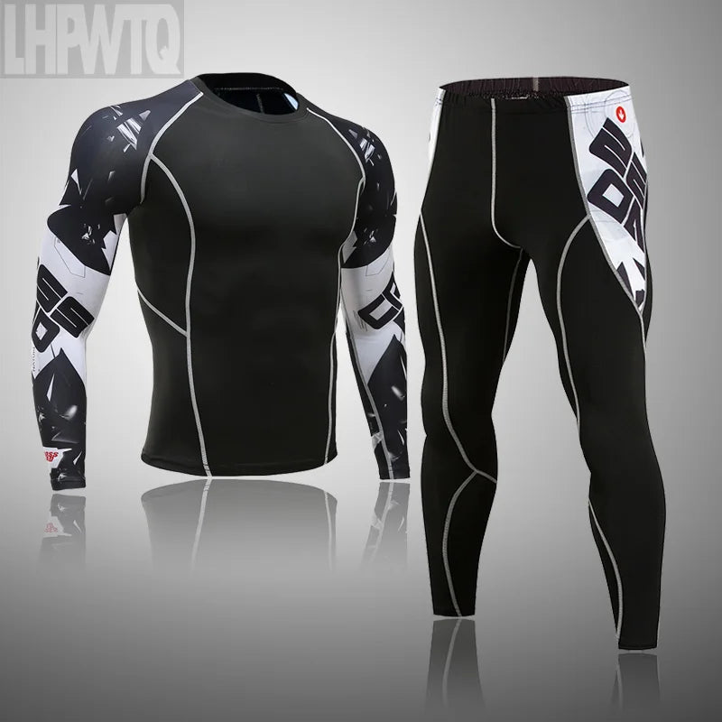 Men's Ski Thermal Underwear Set Motorcycle 4 Seasons Skiing Warm Base Layers Sportwear Tight Long shirt & Tops Set Clothing
