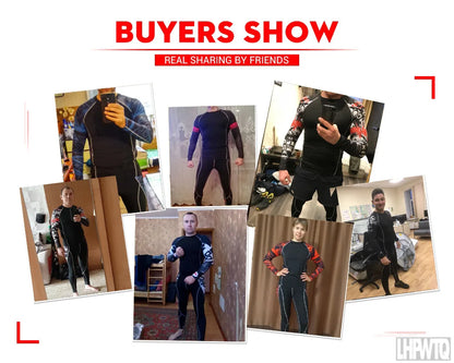 Men's Ski Thermal Underwear Set Motorcycle 4 Seasons Skiing Warm Base Layers Sportwear Tight Long shirt & Tops Set Clothing