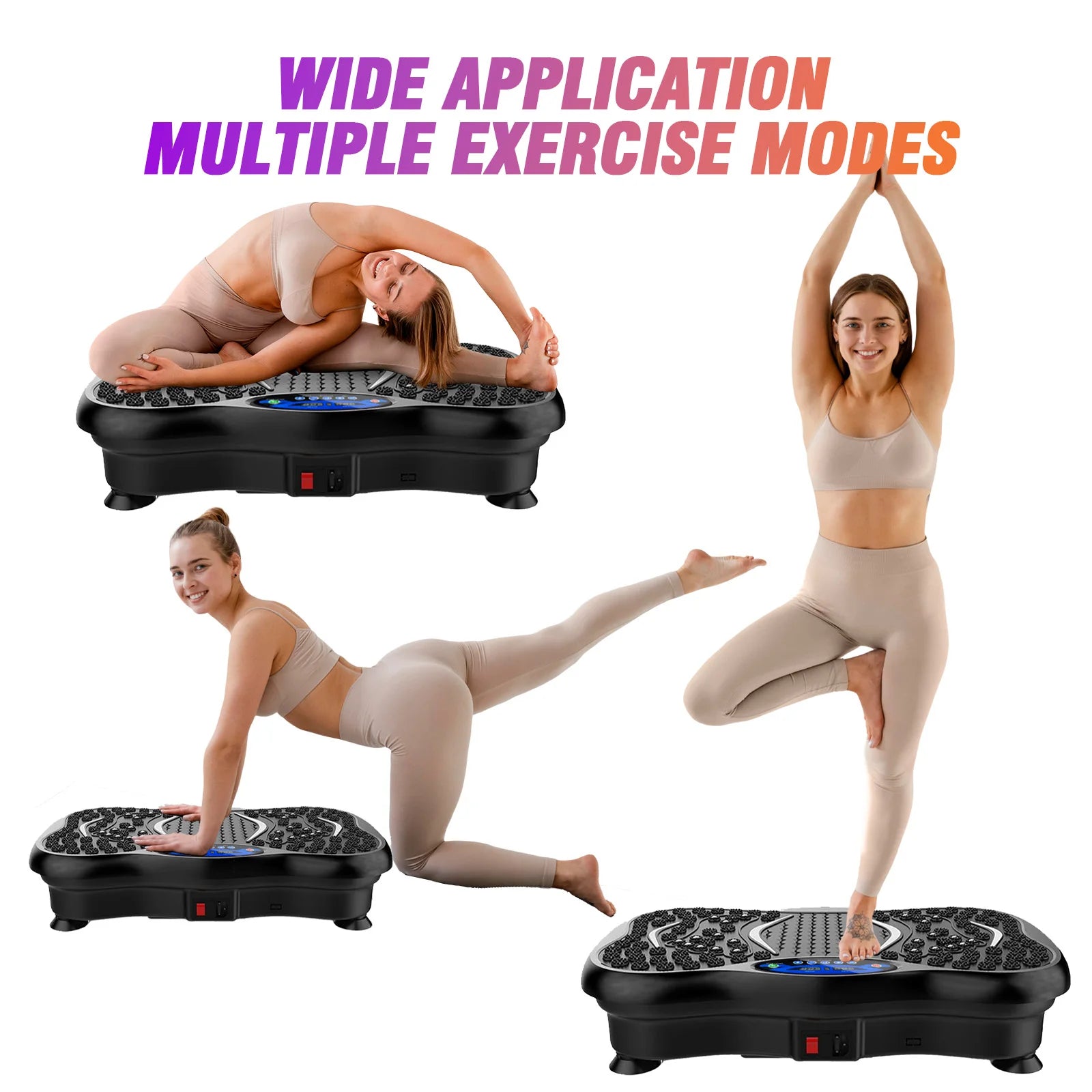 Full Body Workout Vibration Plate Machine with Resistance Bands Fat-Burning Power Vibration Fitness Equipment for Weight Loss Home Gym