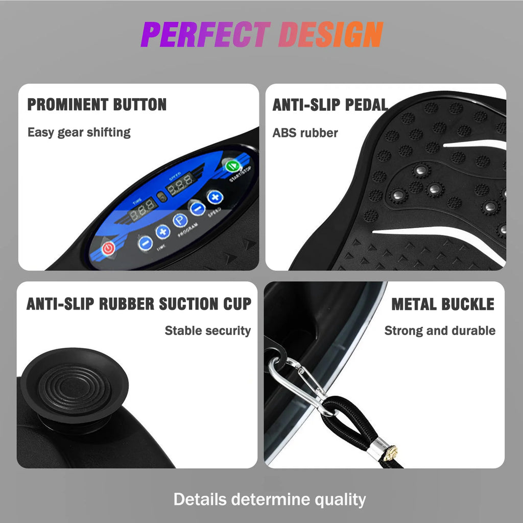 Full Body Workout Vibration Plate Machine with Resistance Bands Fat-Burning Power Vibration Fitness Equipment for Weight Loss Home Gym