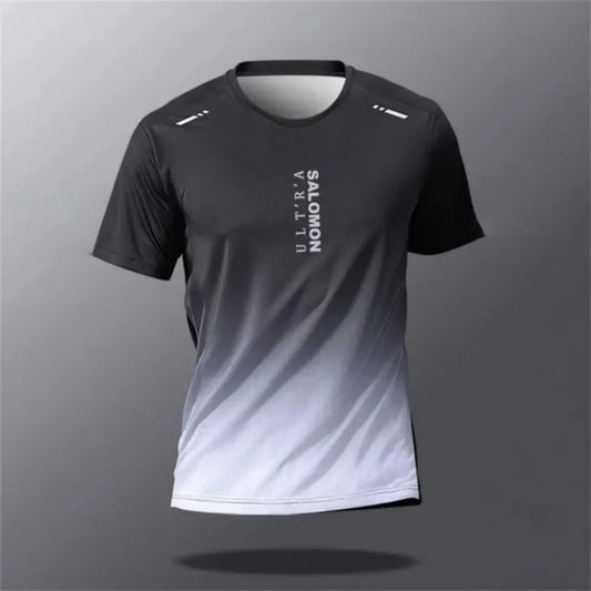 New summer breathable and comfortable round neck T-shirt with letter printed pattern for outdoor running, casual and dry top