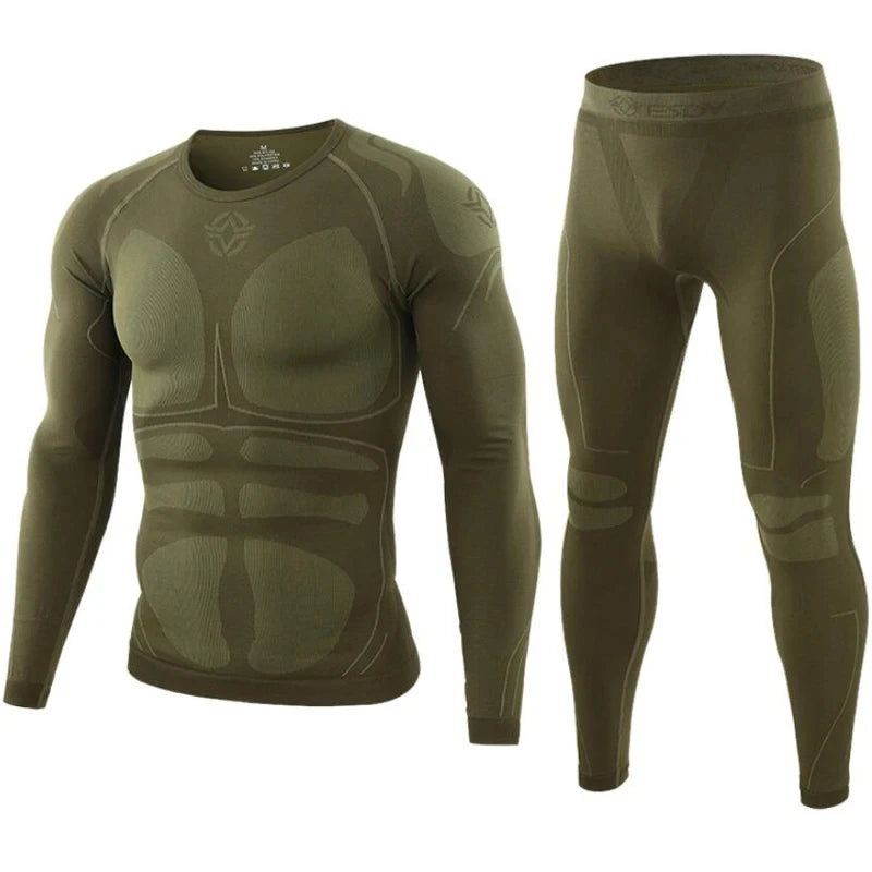 Seamless Tight Tactical Thermal Underwear Men Outdoor Sport Function Breathable Training Cycling Thermo Underwear 3XL Long Johns