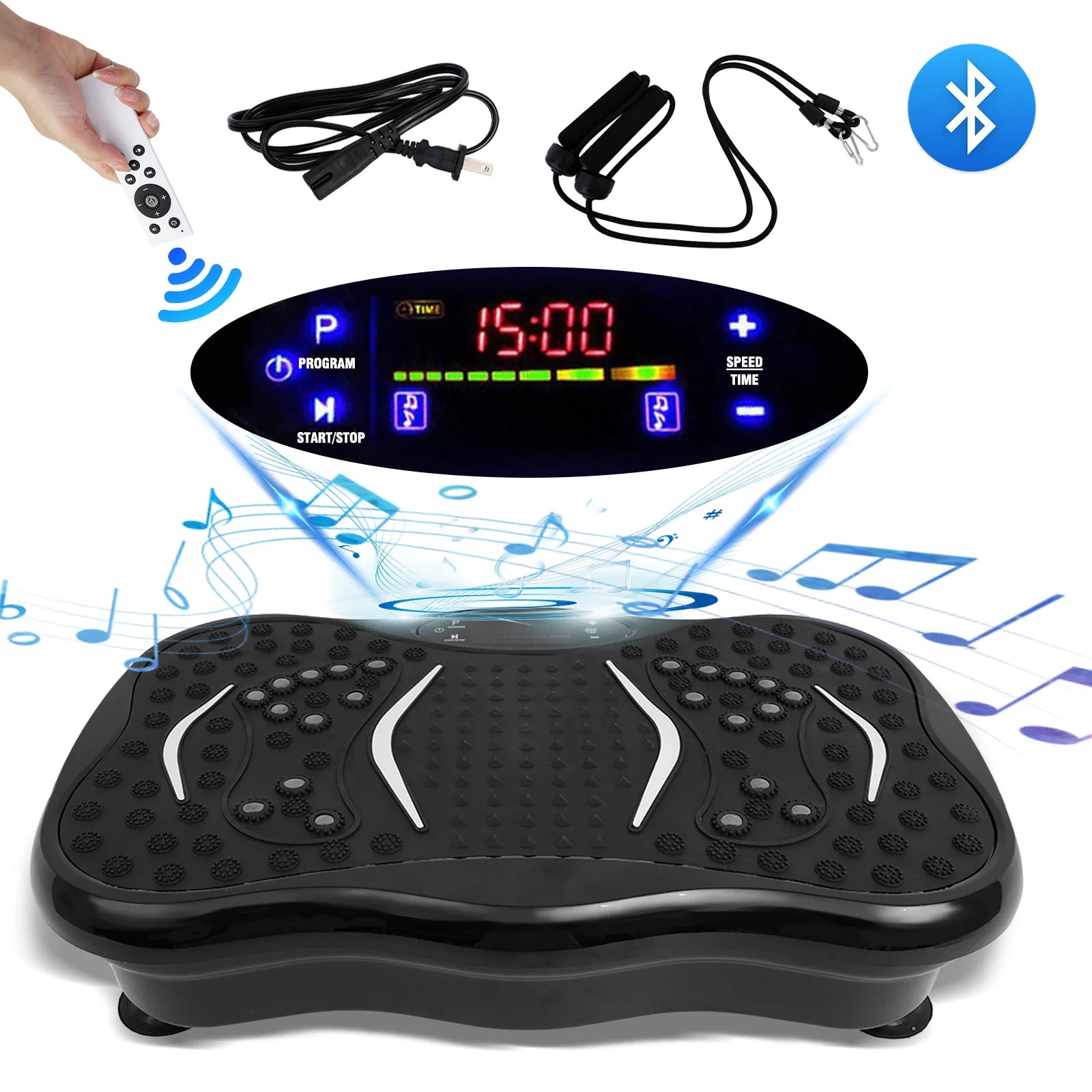 Full Body Workout Vibration Plate Machine with Resistance Bands Fat-Burning Power Vibration Fitness Equipment for Weight Loss Home Gym