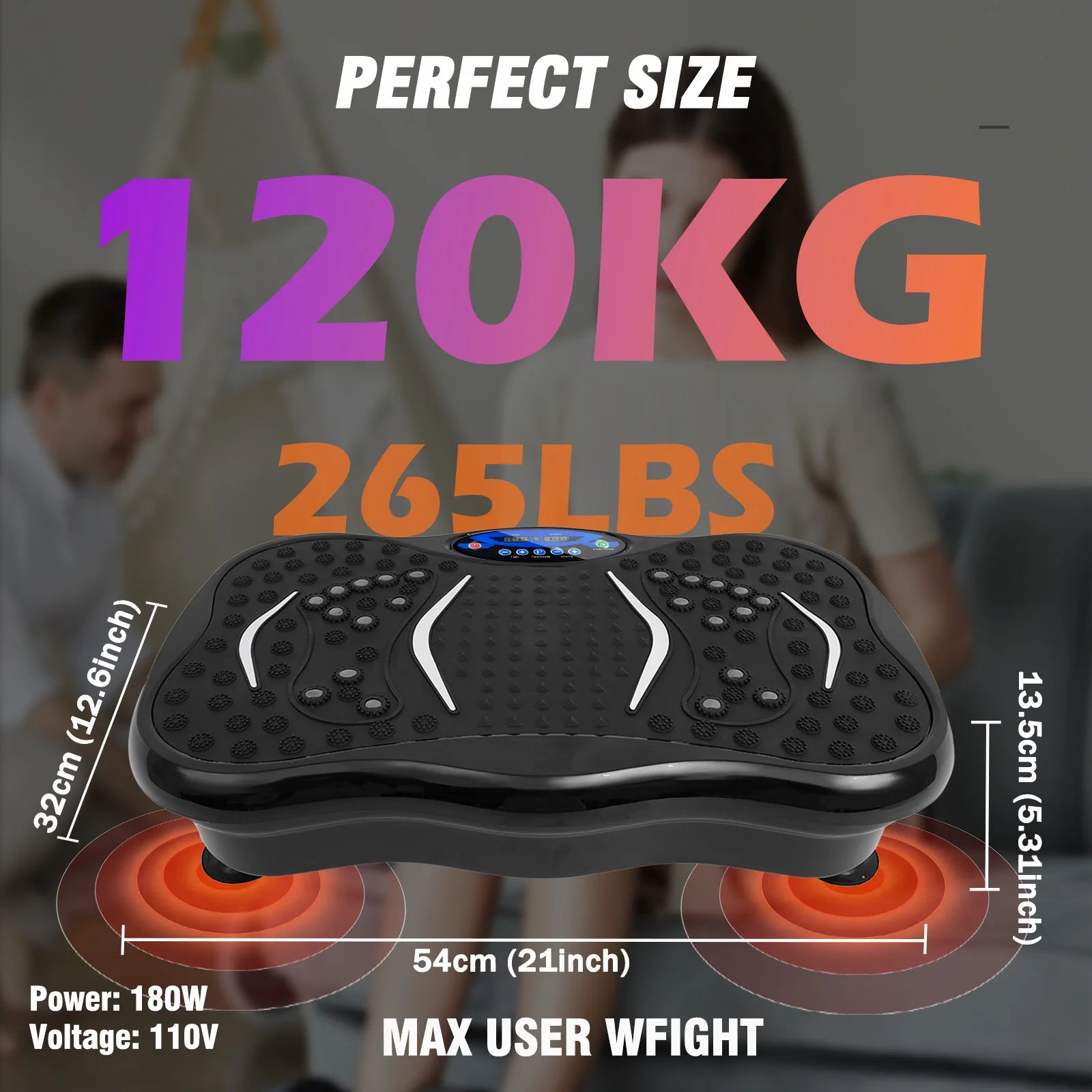 Full Body Workout Vibration Plate Machine with Resistance Bands Fat-Burning Power Vibration Fitness Equipment for Weight Loss Home Gym