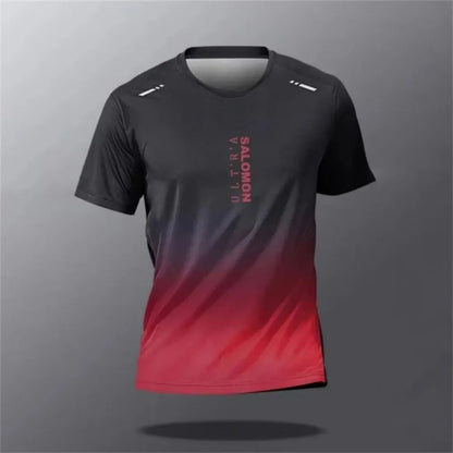 New summer breathable and comfortable round neck T-shirt with letter printed pattern for outdoor running, casual and dry top