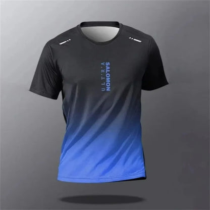 New summer breathable and comfortable round neck T-shirt with letter printed pattern for outdoor running, casual and dry top