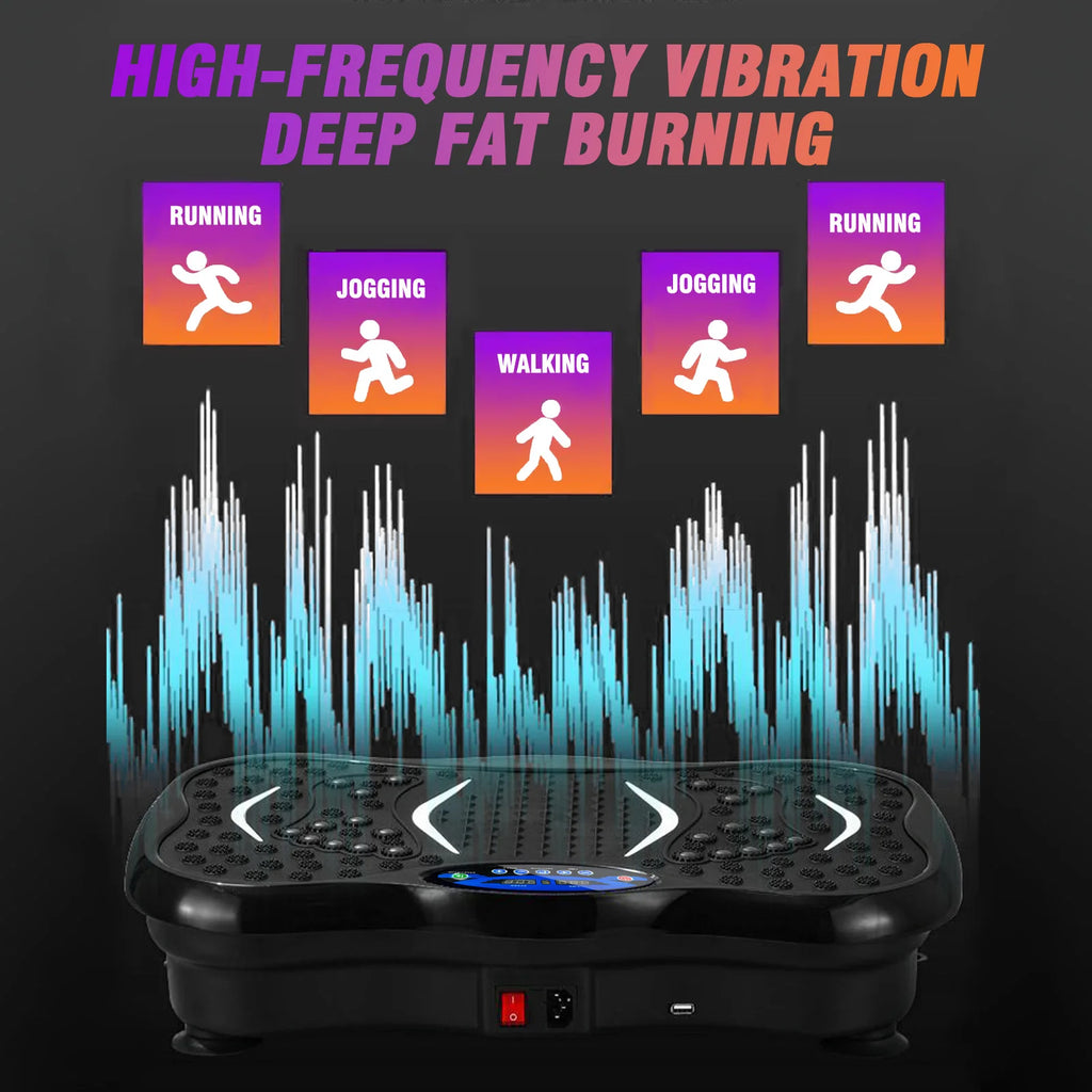 Full Body Workout Vibration Plate Machine with Resistance Bands Fat-Burning Power Vibration Fitness Equipment for Weight Loss Home Gym