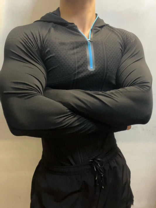 Gym Zipper Hoodie 1.0 Fitness Long Sleeve Men's Autumn/winter Classic Super Hero Cycling Running Speed Dry Hoodie Long T-shirt