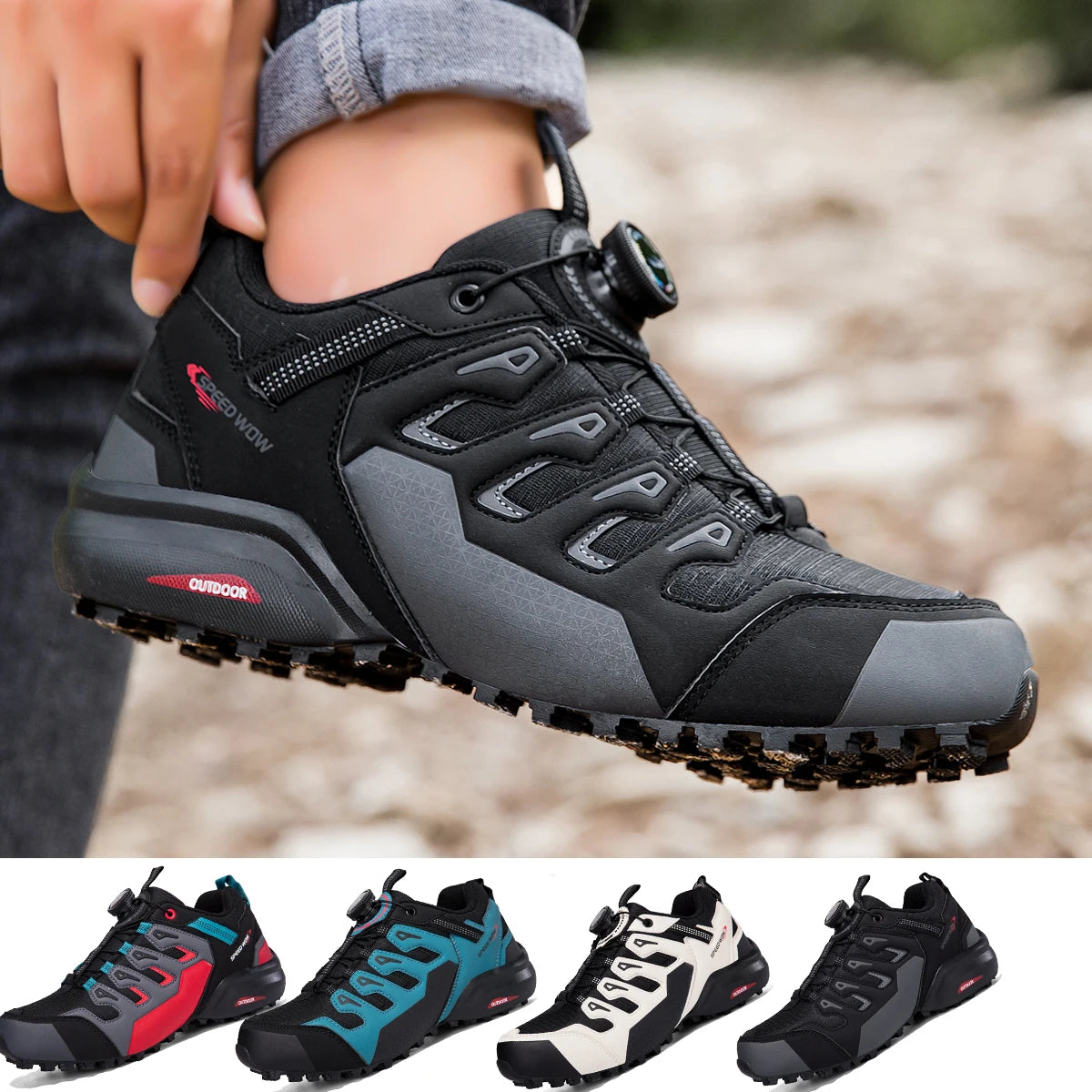 Men's Hiking Shoes Suede Leather Outdoor Shoes Wear-resistant Men Trekking Walking Hunting Tactical Sneakers