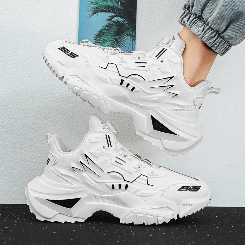 Fashion Chunky Sneakers for Men Comfortable 2025 New Man Casual Shoe Outdoor Anti Skid Male Vulcanize Shoes Tennis Thick Sole 44