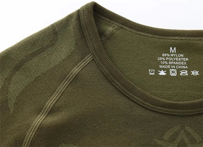 Seamless Tight Tactical Thermal Underwear Men Outdoor Sport Function Breathable Training Cycling Thermo Underwear 3XL Long Johns