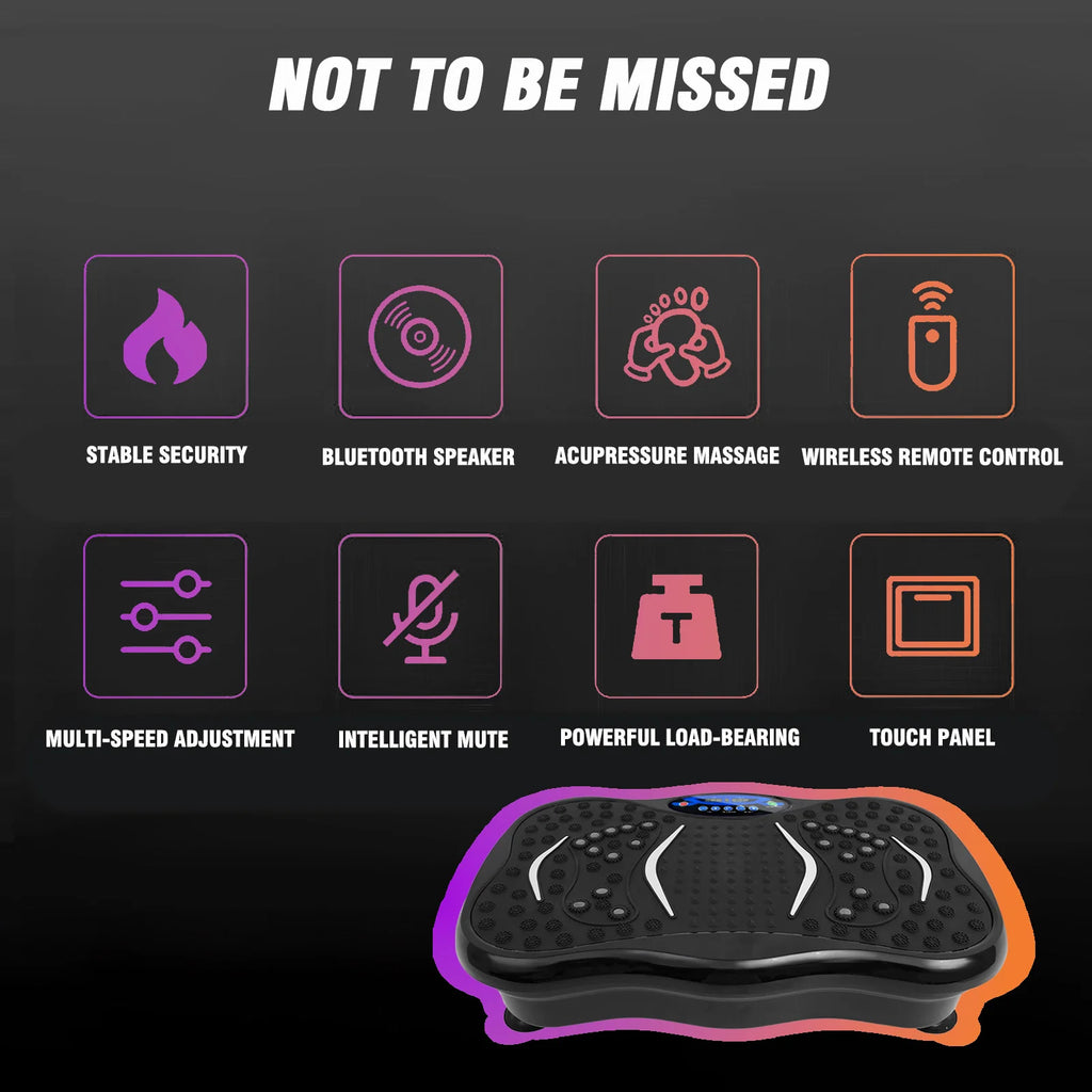 Full Body Workout Vibration Plate Machine with Resistance Bands Fat-Burning Power Vibration Fitness Equipment for Weight Loss Home Gym