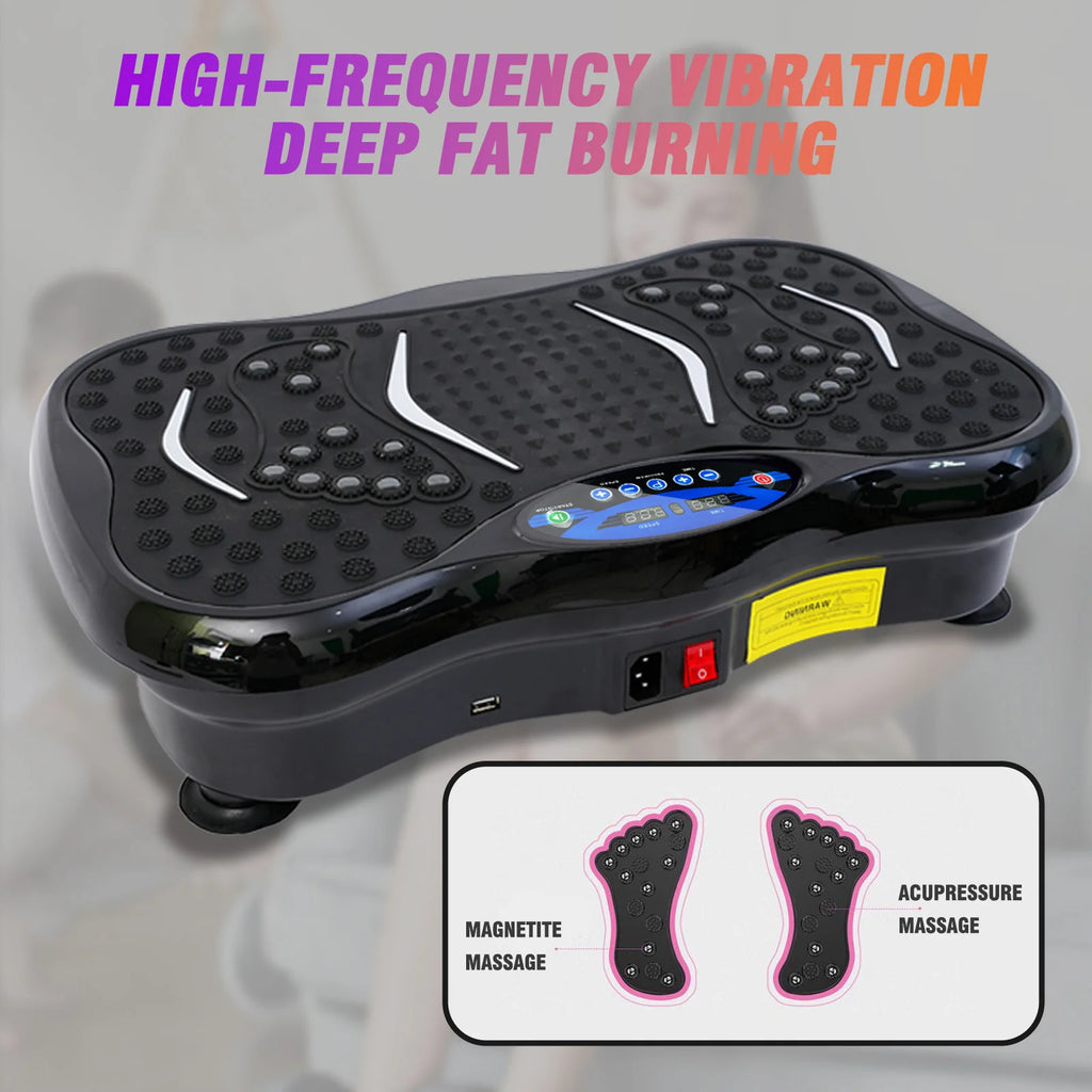 Full Body Workout Vibration Plate Machine with Resistance Bands Fat-Burning Power Vibration Fitness Equipment for Weight Loss Home Gym